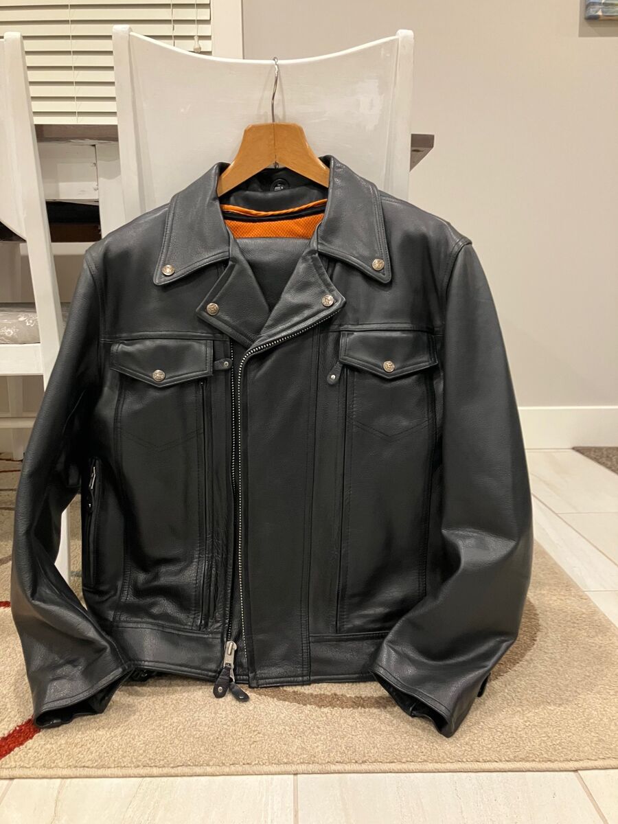 Men's Leather Motorcycle Jacket Large