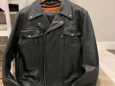 Men's Leather Motorcycle Jacket Large