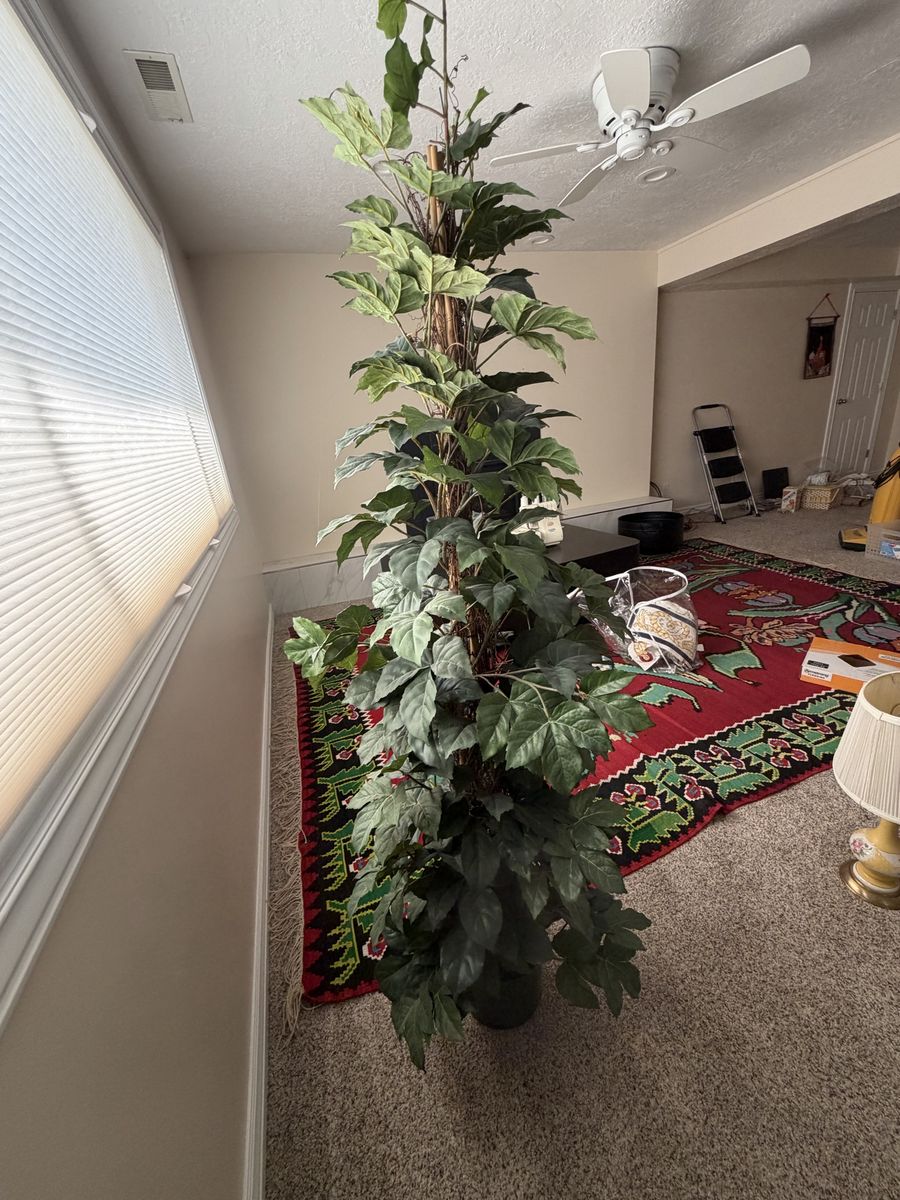 Tall Faux Potted Plant - Artificial Ivy Foliage Tower