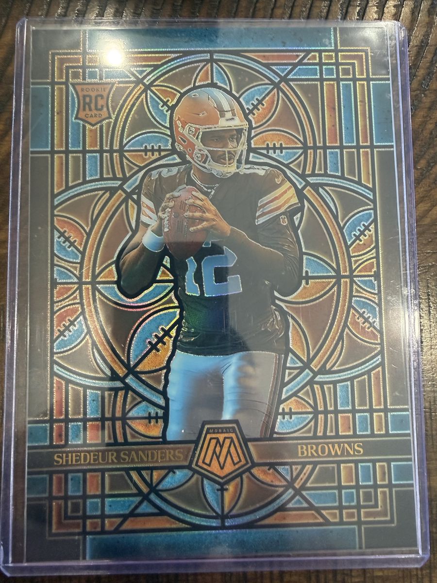 2025 Panini Mosaic Football Shedaur Sanders Rookie RC Card Browns Stained Glass