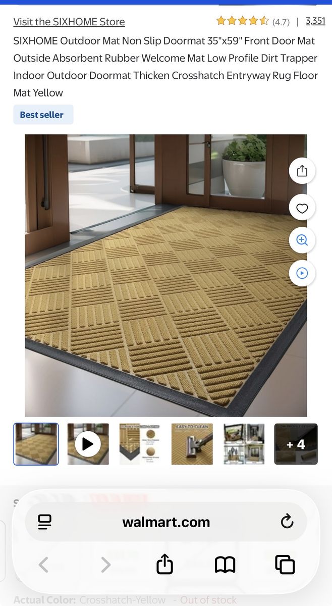 SIXHOME Outdoor Non-Slip Doormat – 35”x59”