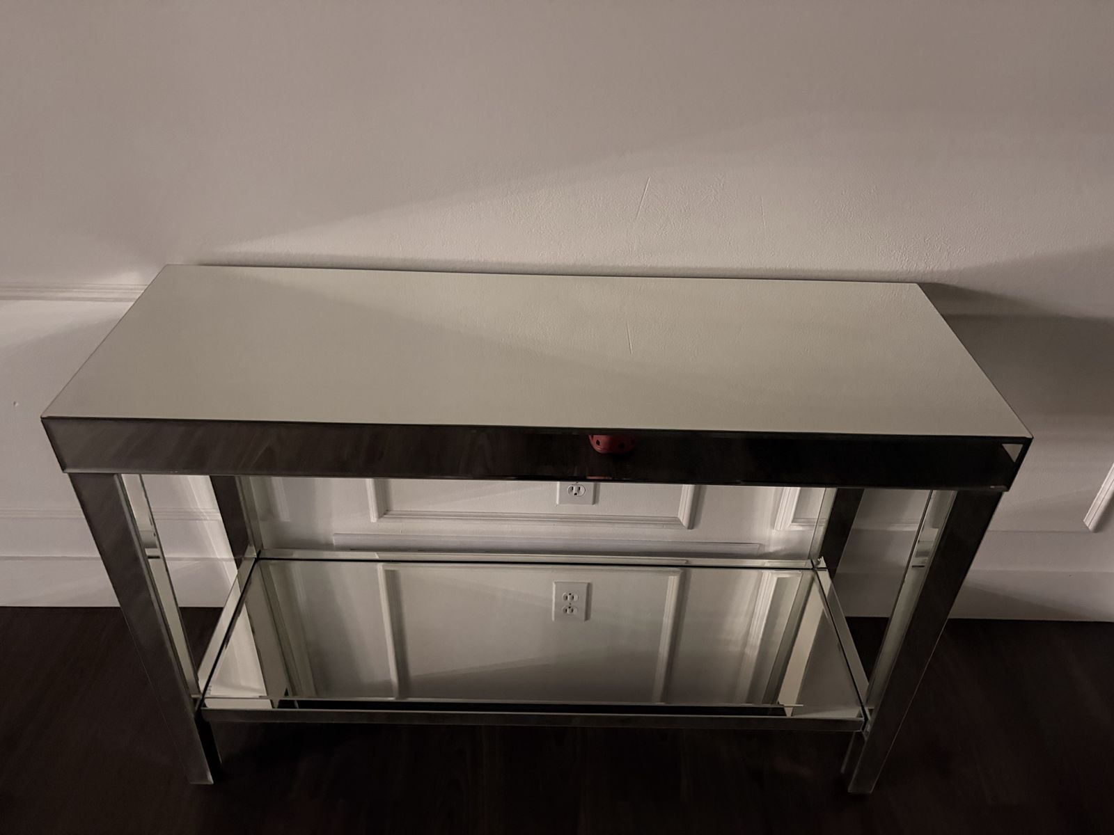 Modern Mirrored Console Table - 2-Tier Glass Sofa Entryway Accent
