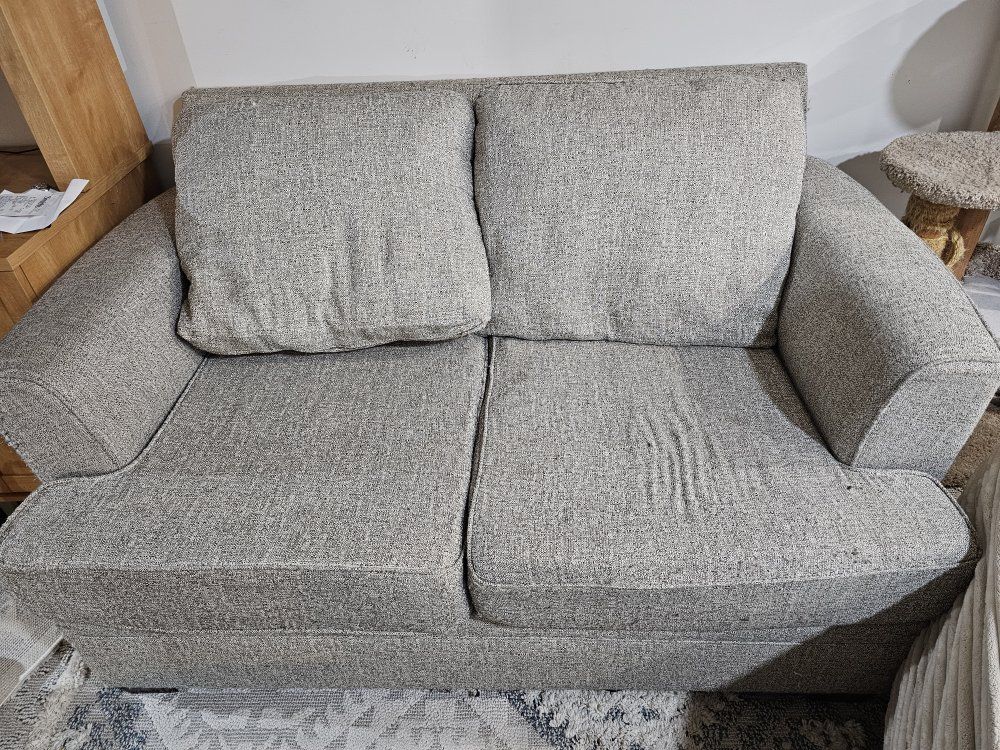 Gray Upholstered 2-Seater Loveseat Sofa - Compact & Comfortable