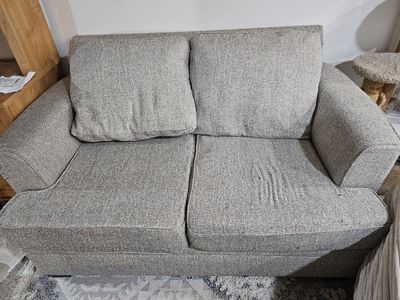 Gray Upholstered 2-Seater Loveseat Sofa - Compact & Comfortable