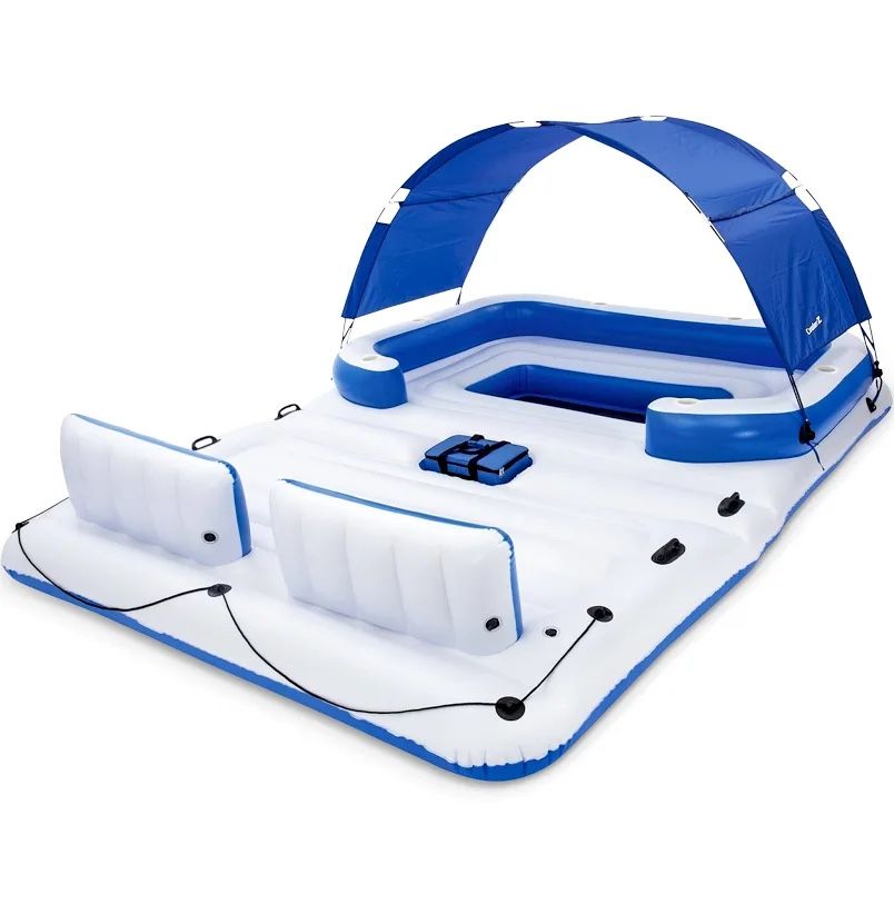 6-Person Inflatable Lake Float with Sun Canopy AND Water Slide