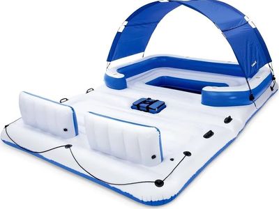 6-Person Inflatable Lake Float with Sun Canopy AND Water Slide