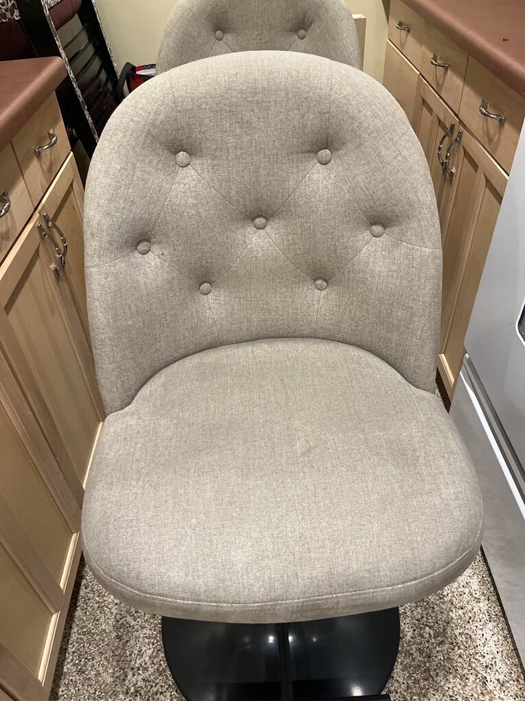 Quilted Fabric Swivel Stool - Pair Of 2