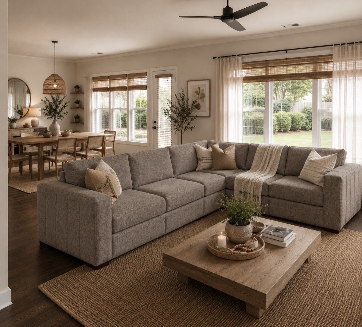 Lovesac Sactional in Stone Solid Polylinen