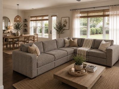 Lovesac Sactional in Stone Solid Polylinen