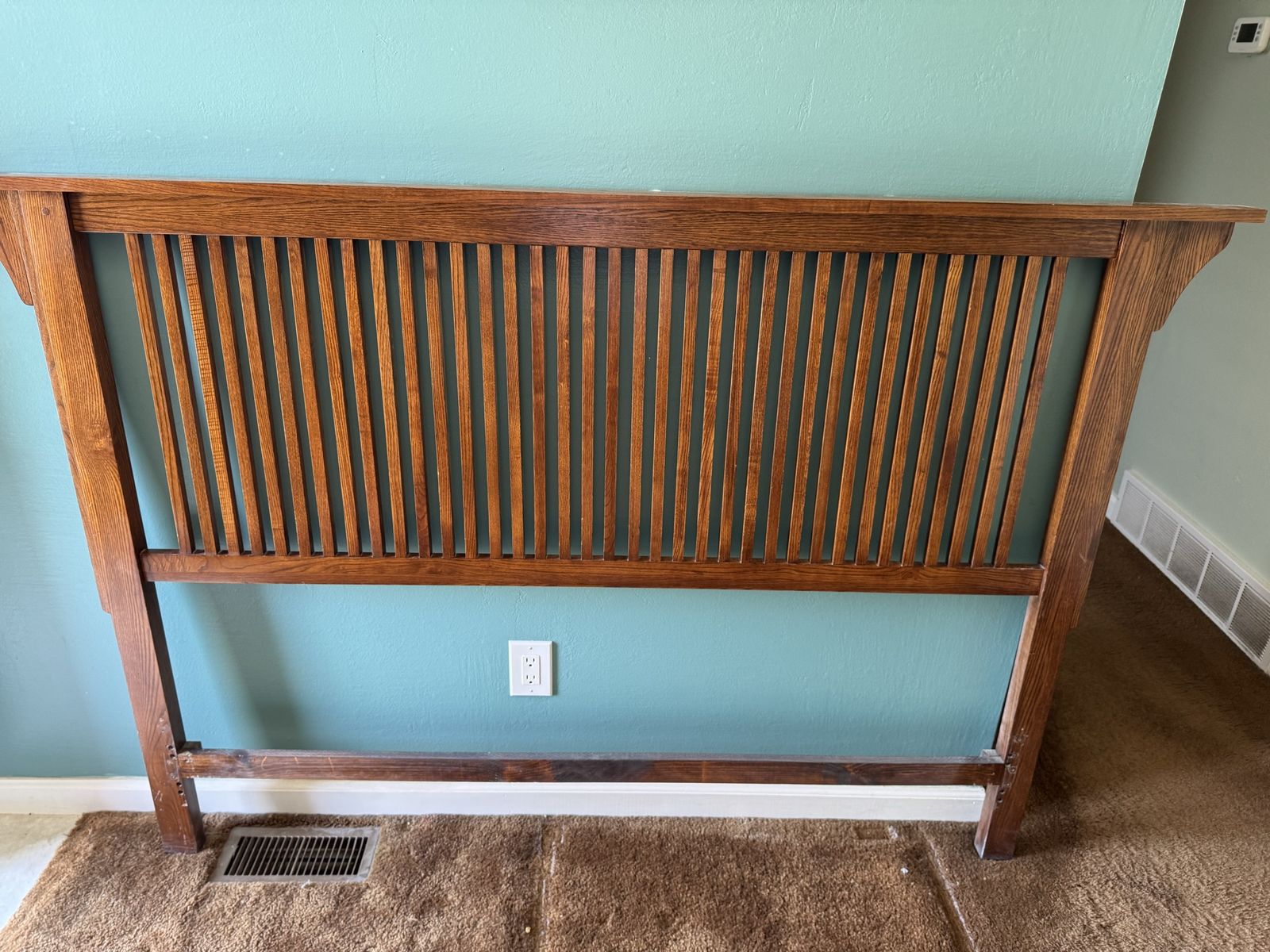 Wooden Slatted Queen Size Headboard - Mission / Craftsman Style