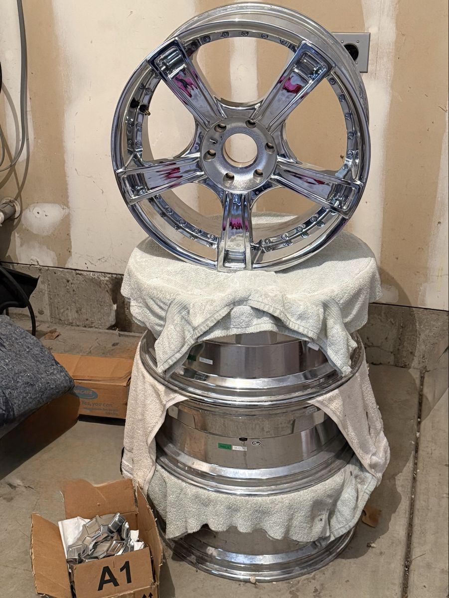 Used - Good/Excellent Chrome 21” KMC Aftermarket Wheels - 4 Rims, Multi-Spoke Design, Polished Finish