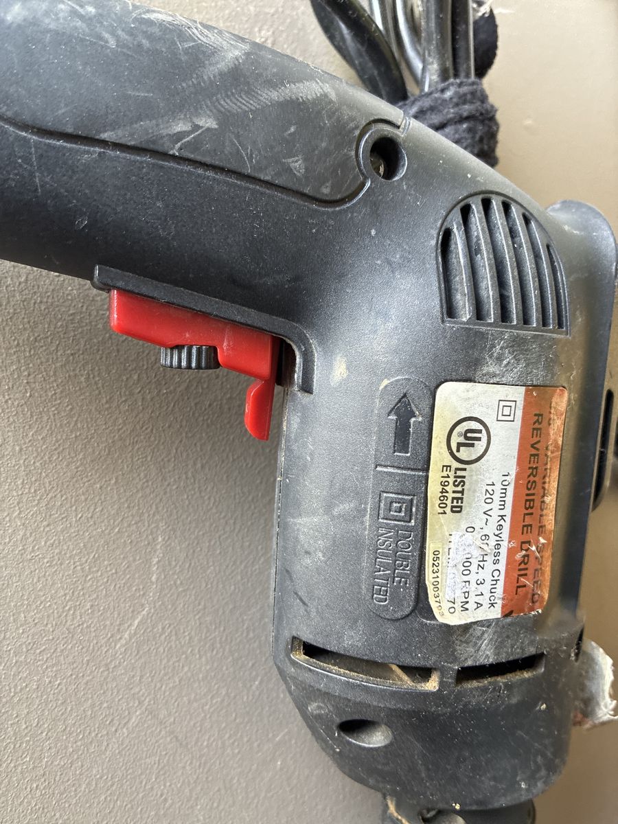 Variable Speed Reversible Drill - 10mm Keyless Chuck, 3.1A, Double Insulated