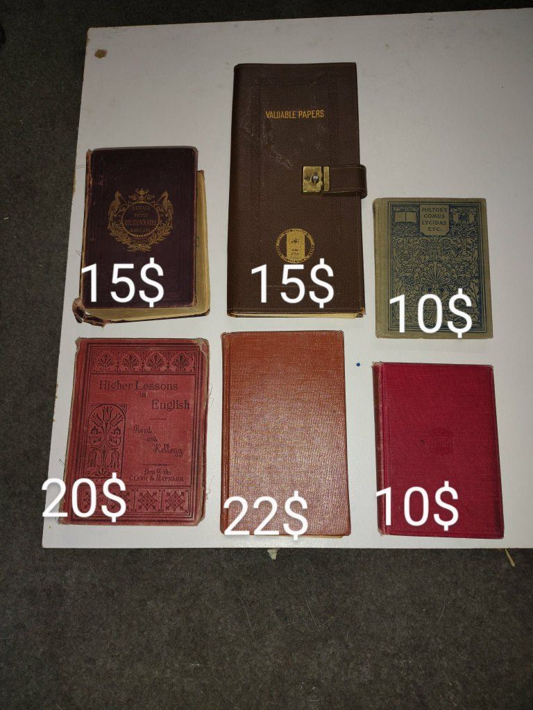 Vintage "Valuable Papers" Journal/Diary with Lock, Antique Books, & Milton's Comus Lycidas