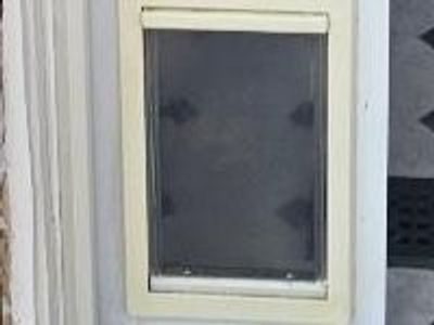 Patio Pet Door Insert - White Frame - Easy Pet Access for Sliding Glass Doors