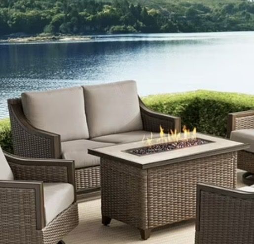 Gliding Loveseat w/ Fire Pit Table - New