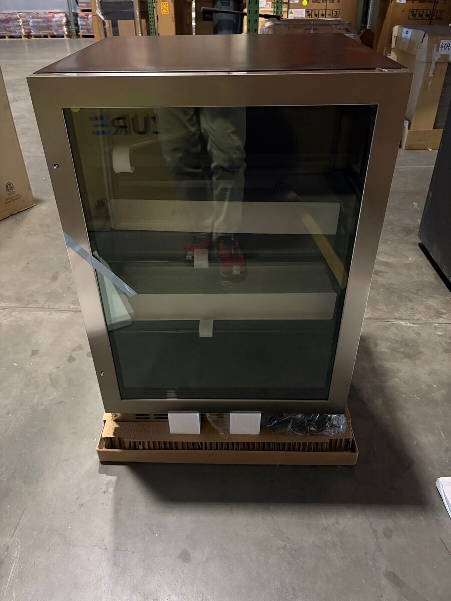 Azure 24" Built-In/Undercounter Beverage Center Refrigerator in Stainless Steel, 2 Drink Shelves, 1 Wine Rack, Undercounter