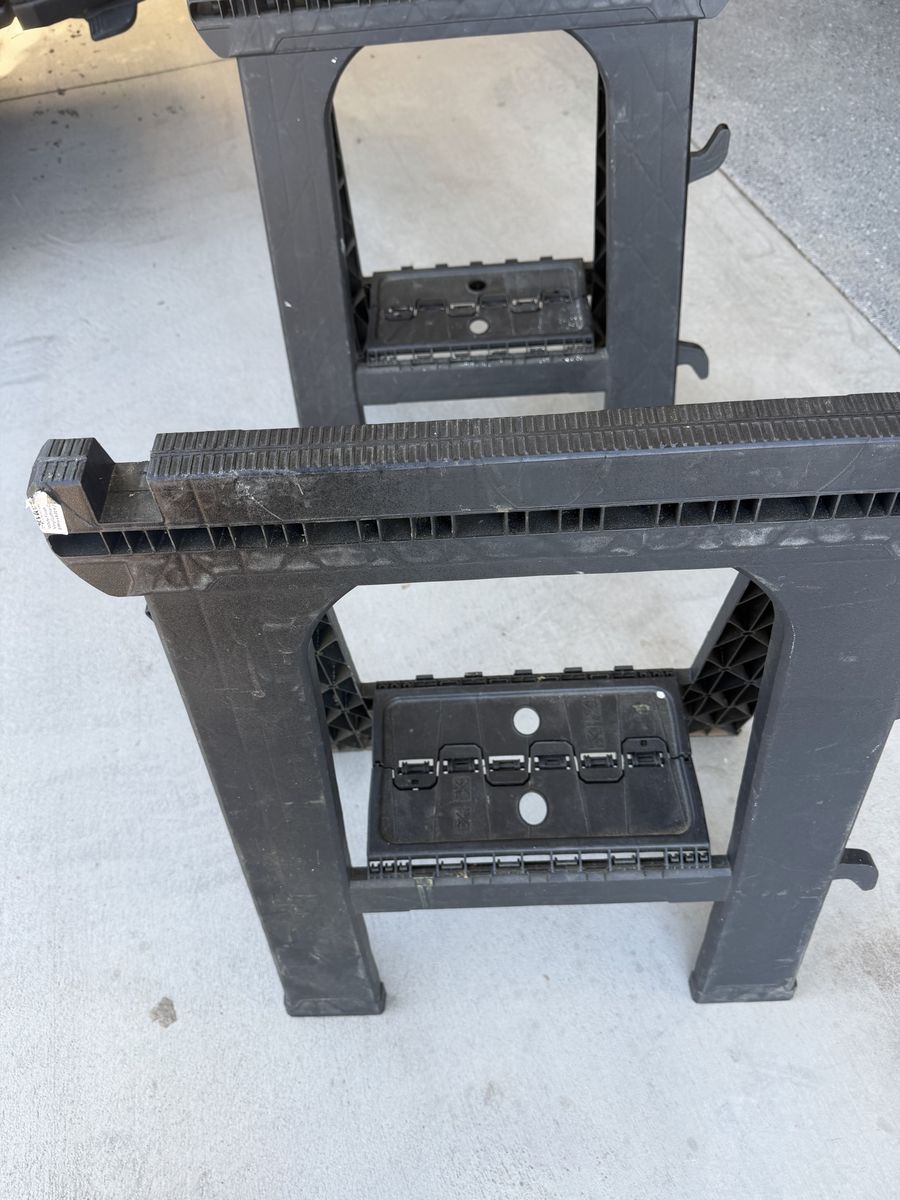 Stalwart Black Plastic Folding Sawhorse Set, Portable 2-Pack, Lightweight.  Cash only!