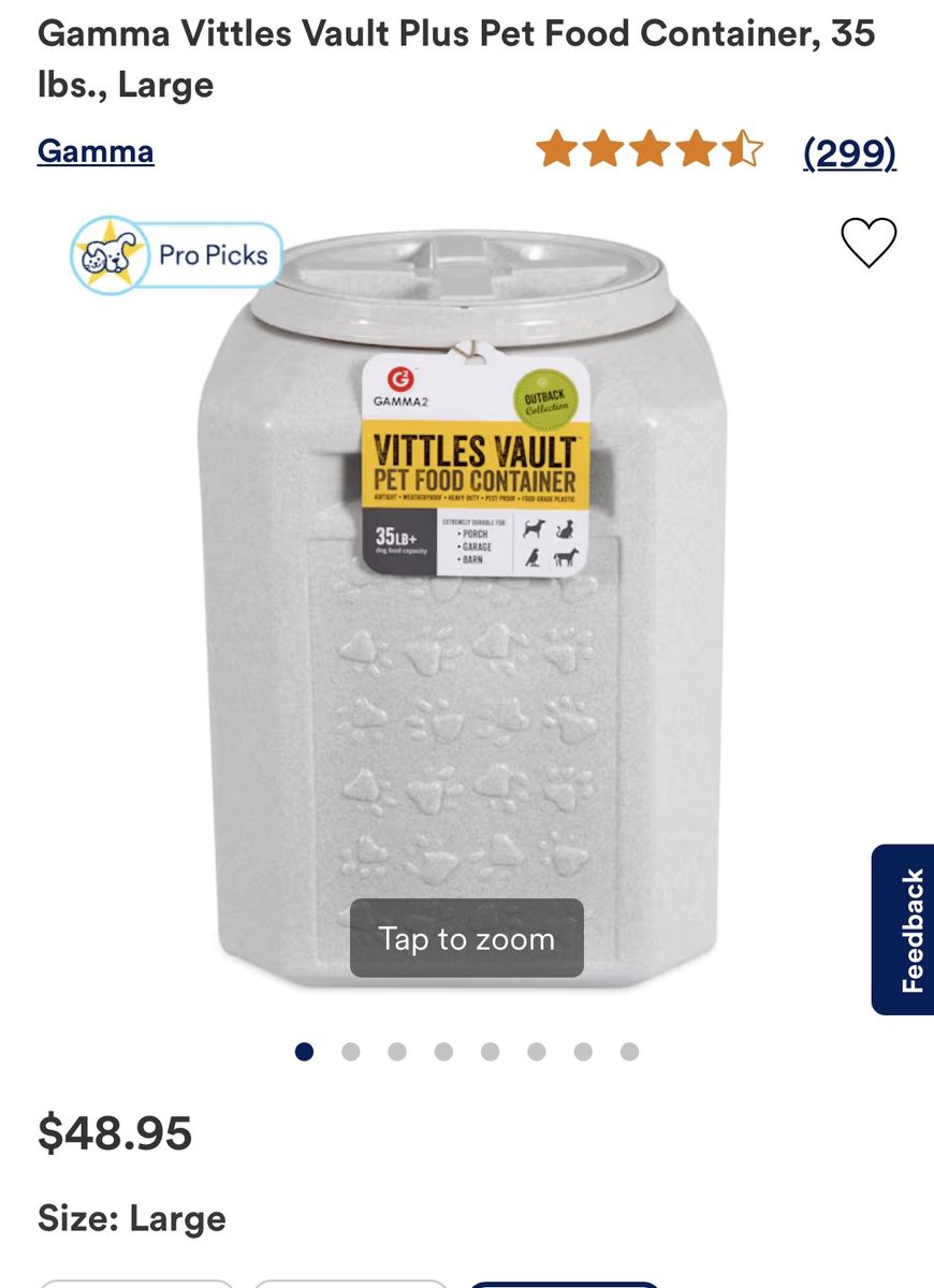 Gamma2 Vittles Vault Plus Airtight Pet Food Container - 35 lb Capacity