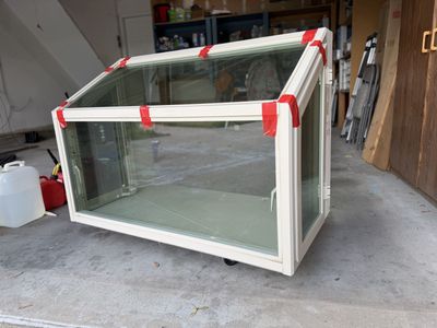 Champion Garden Window Beige Frame Double Pane Glass Window Display Shelf or Greenhouse