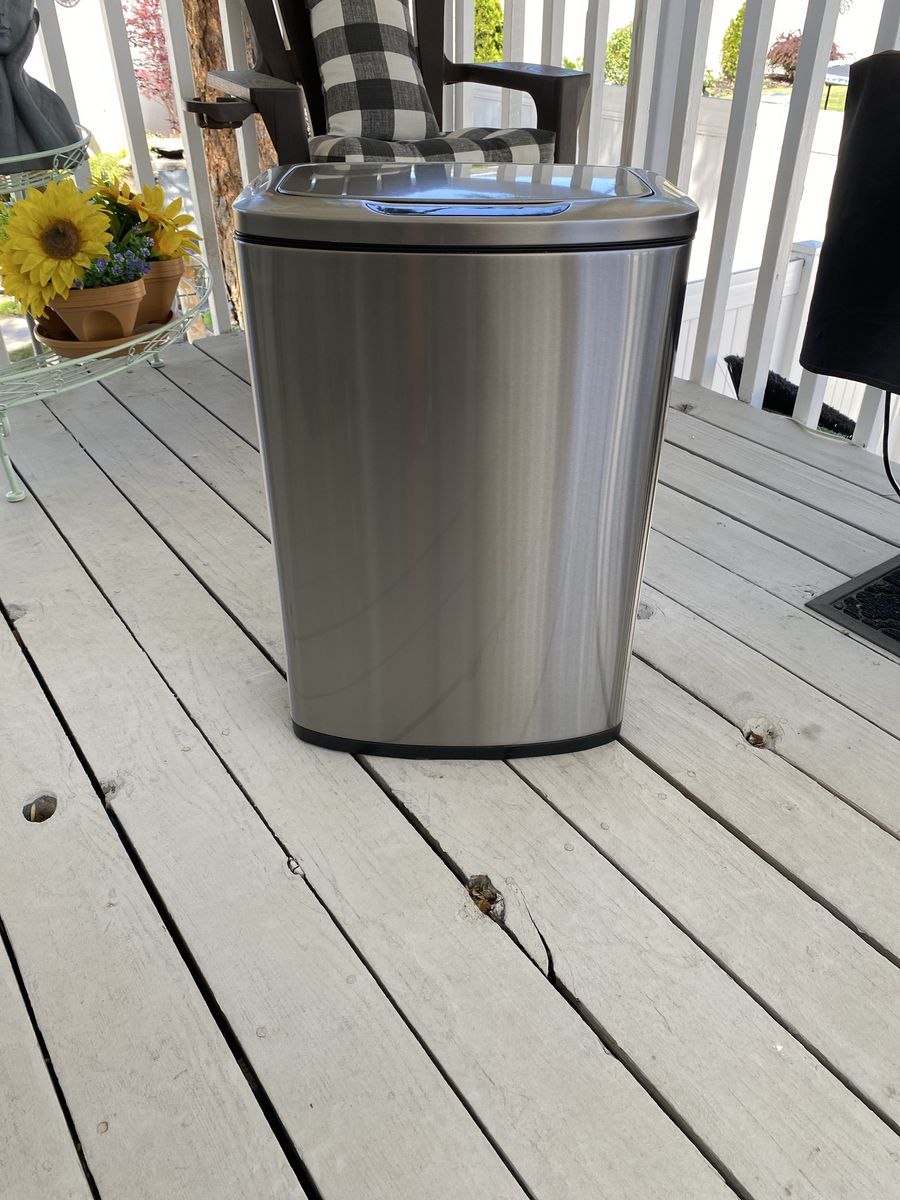 Stainless Steel Sensor Trash Can, Rectangular, Automatic Motion Sensor, 13 Gallon