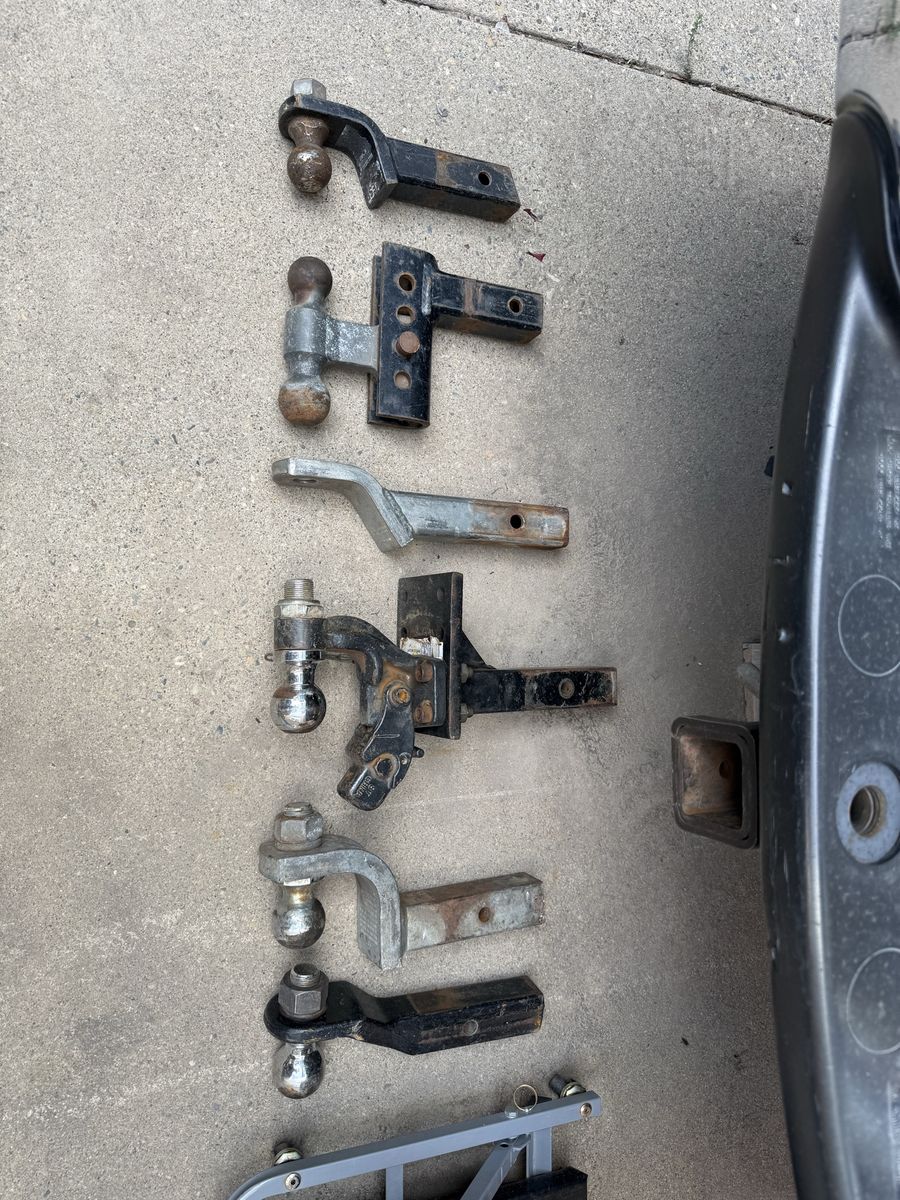 Assorted Used Trailer Hitch Ball Mounts & Receiver Hitches - Various Sizes & Types