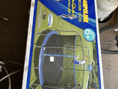 BouncePro ProFlex 14FT Trampoline with Enclosure System and Basketball Hoop