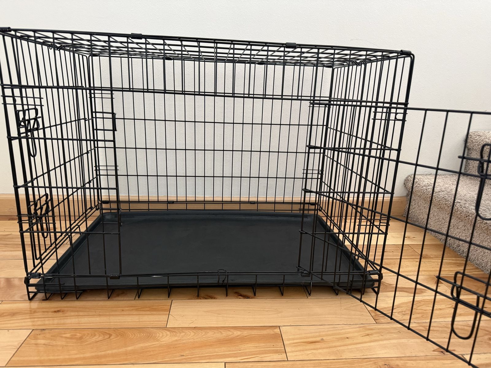 Large Black Wire Dog Crate Pet Kennel Double Door, 36-inch