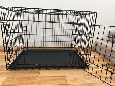 Large Black Wire Dog Crate Pet Kennel Double Door, 36-inch