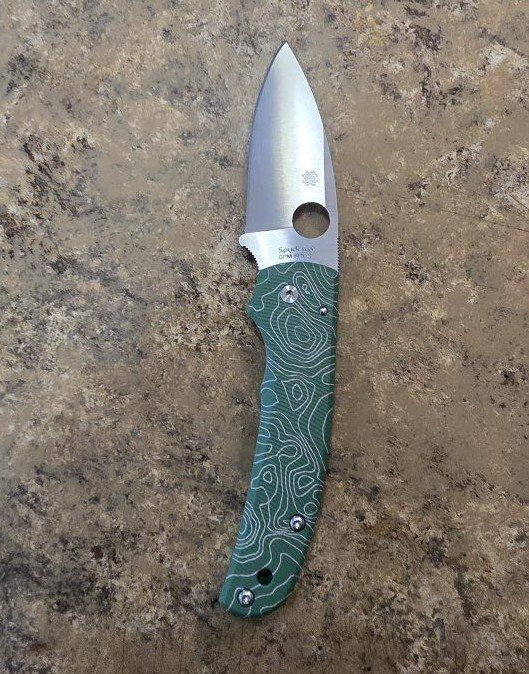 Spyderco Shaman Folding Knife Spy27 blade Green awt Topo Custom Scales