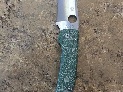 Spyderco Shaman Folding Knife Spy27 blade Green awt Topo Custom Scales