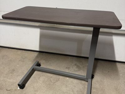 Adjustable Height Overbed Table with Wheels - Mobile Workstation for Bed or Sofa