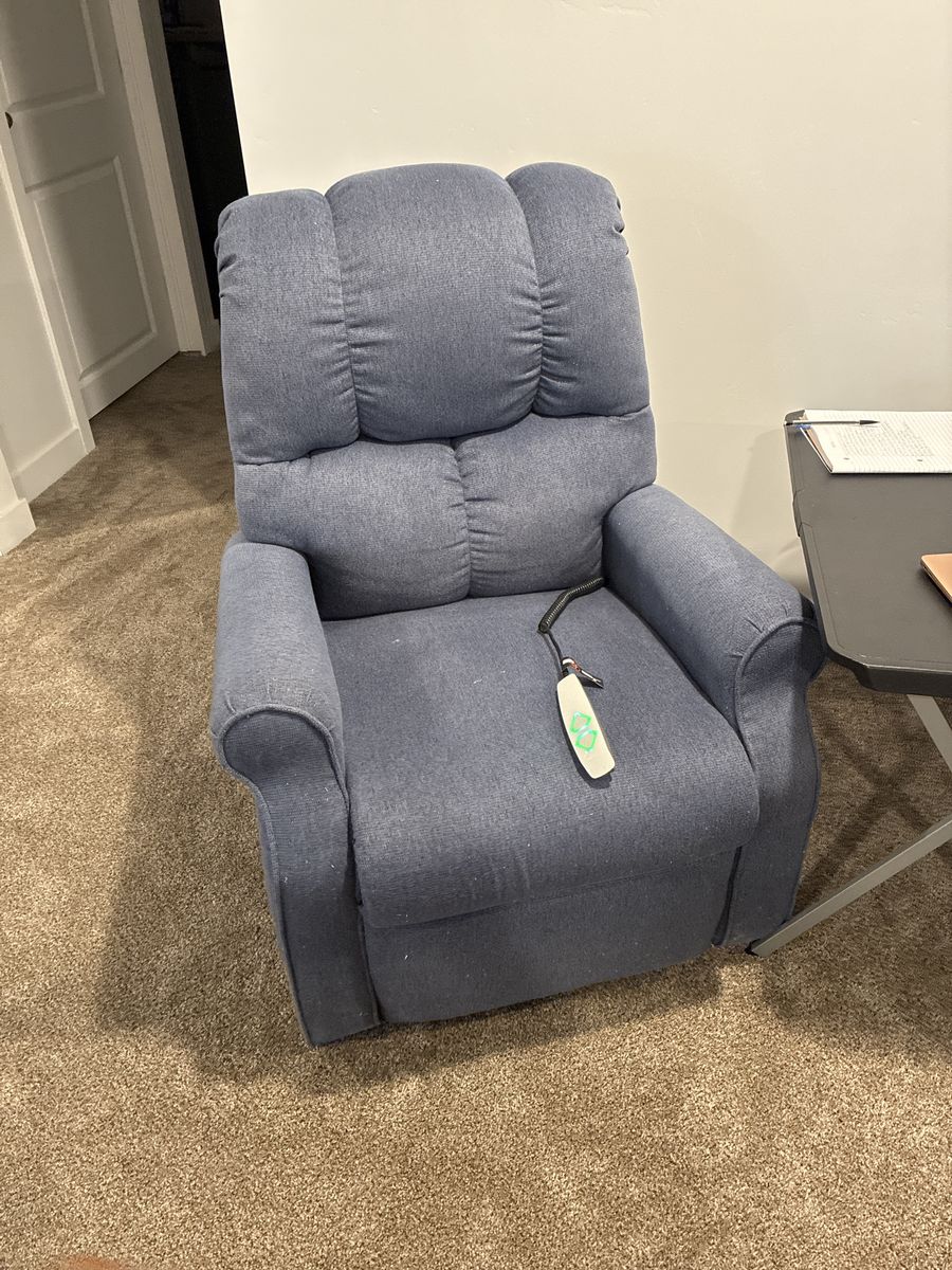 Comfortable Blue Fabric Recliner with Remote Control - Excellent Condition