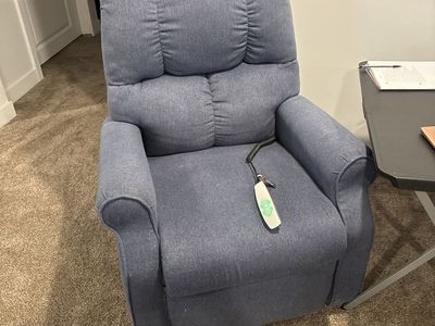 Comfortable Blue Fabric Recliner with Remote Control - Excellent Condition
