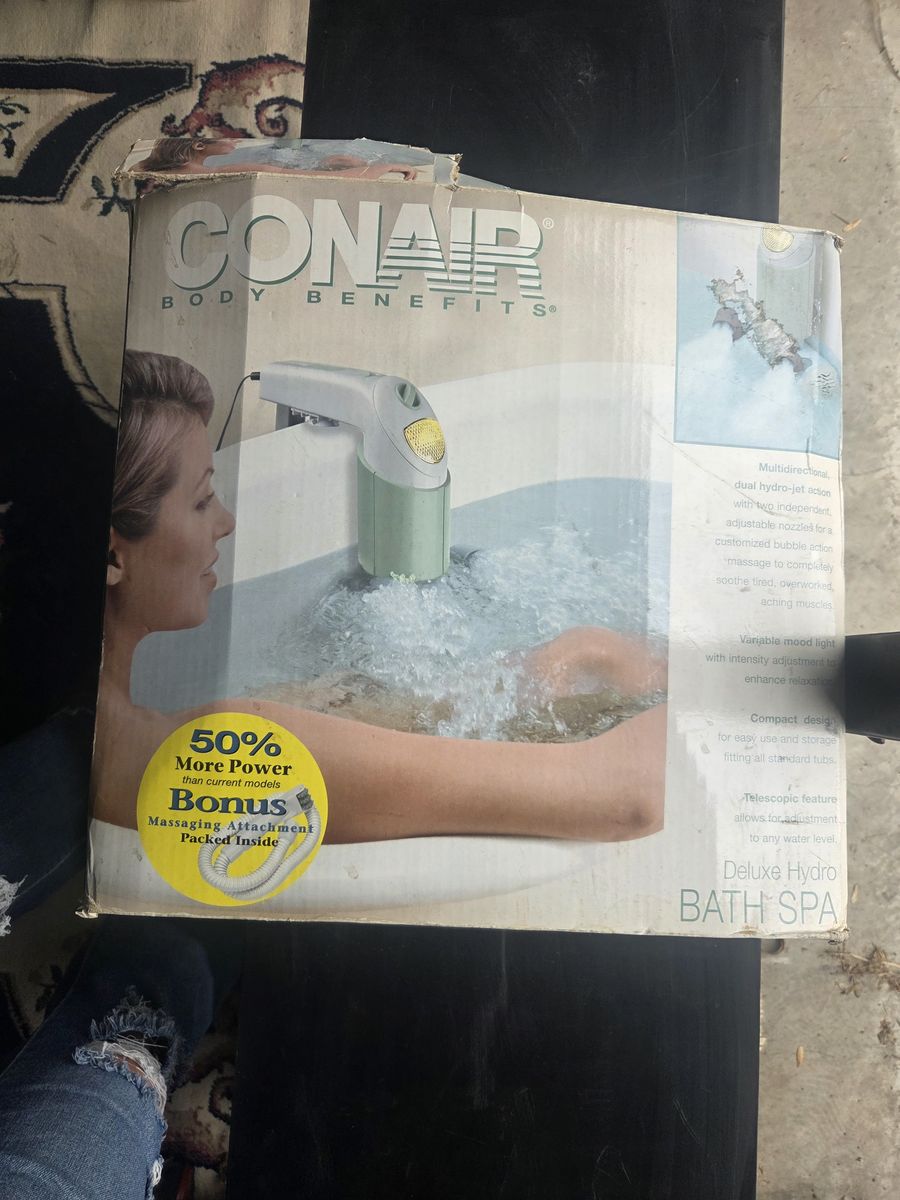 Vintage Conair Body Benefits Deluxe Hydro Bath Spa - Dual Jet Tub Massager w/ Bonus Attachment