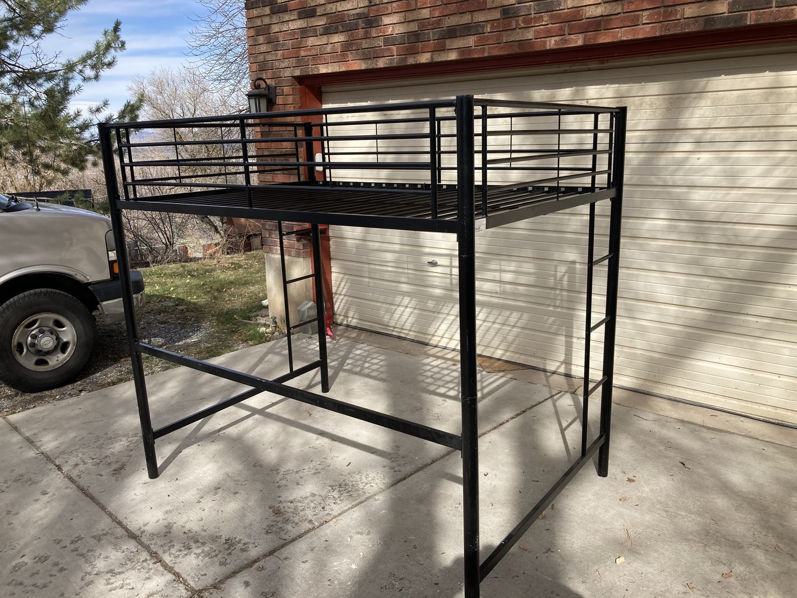 Black Metal Full Loft Bed Frame