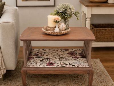 Custom Refinished Side Table With Floral Accents