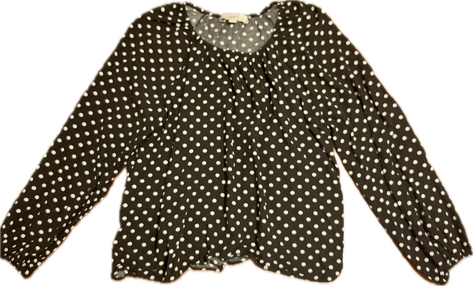 Loft Black/ivory Polka Dot Blouse Size M