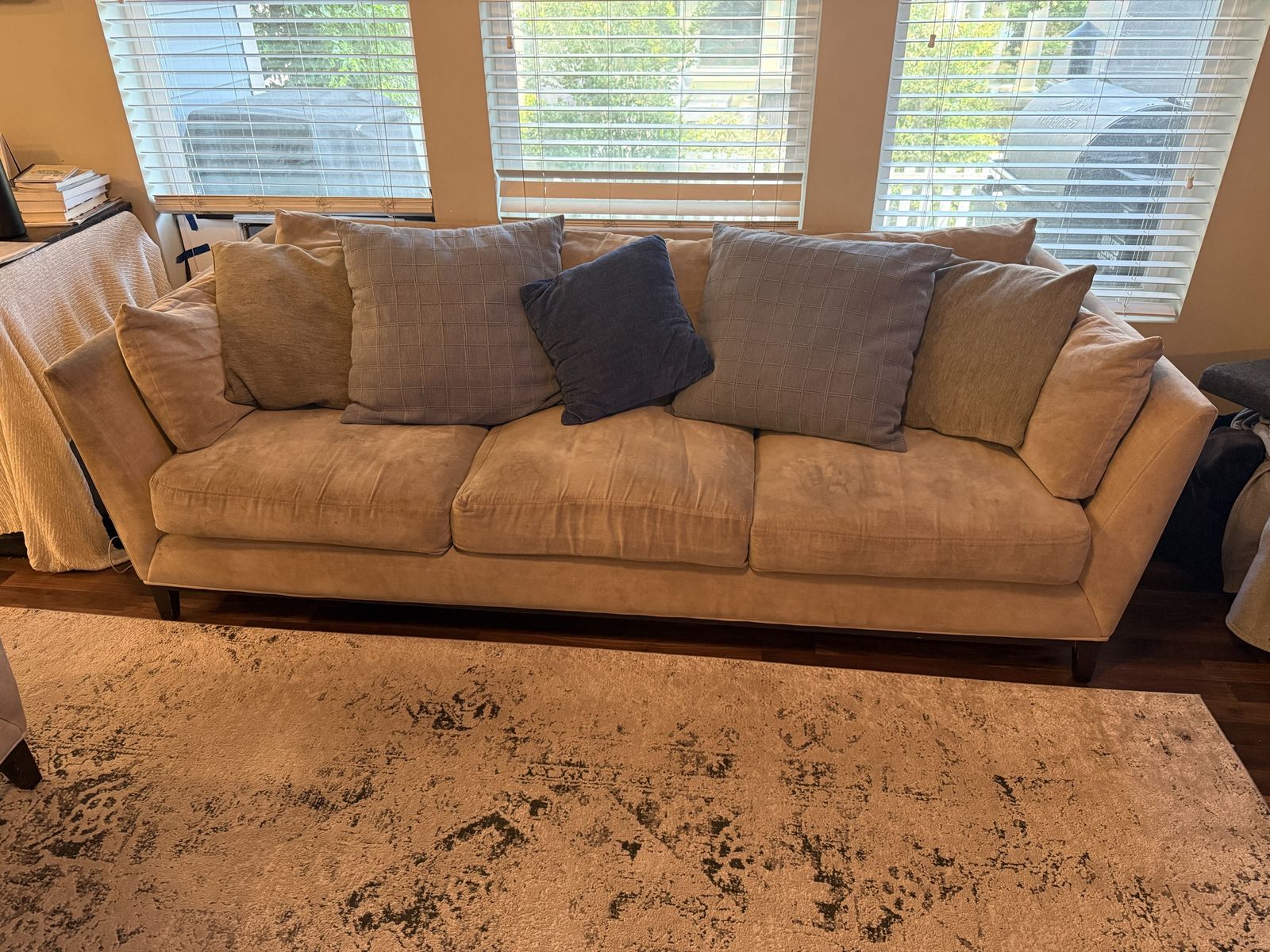 Tan Fabric Couch and Matching Loveseat Set 