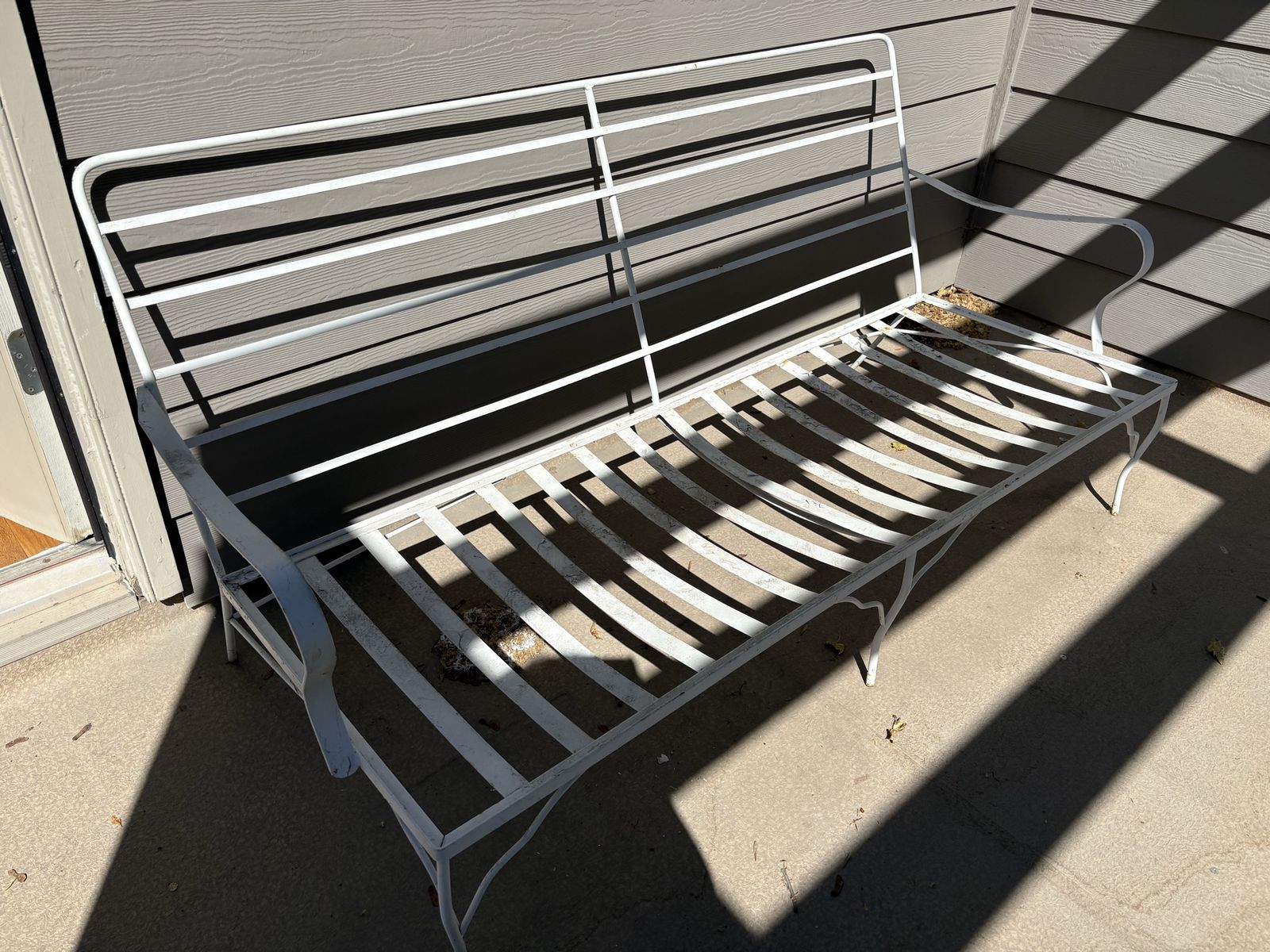 Vintage White Metal Sofa or Couch & End Table