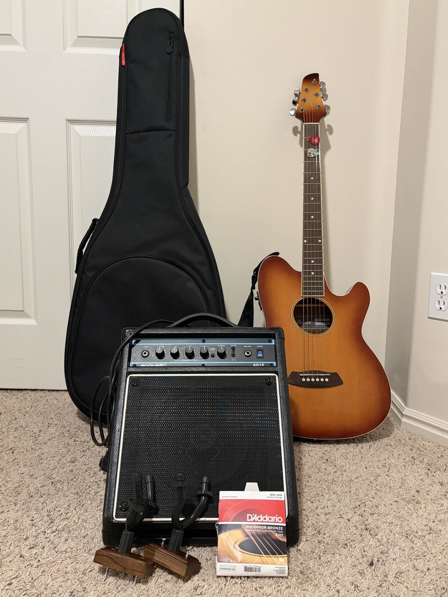 Ibanez Talman Acoustic/Electric Guitar Bundle with Acoustic Amplifier and Gig Bag