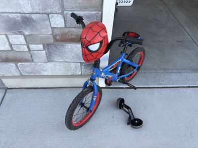 Marvel Spider-Man 12" Kids' Bike with Training Wheels - Blue/Red, Great Condition