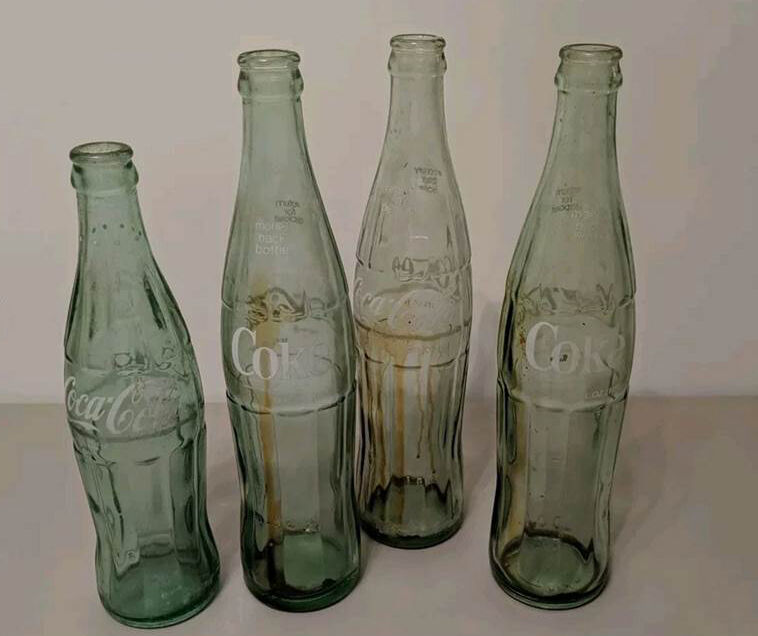 vintage green glass coke bottles