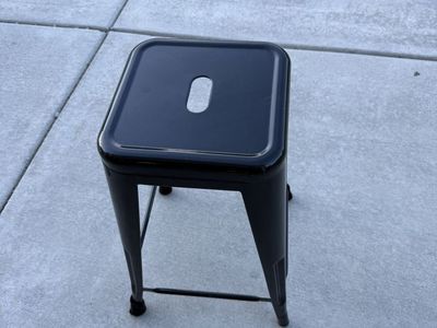 Four Industrial Modern Black Metal Bar Stool - 24" Counter Height Backless Design