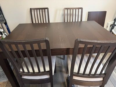 Very Nice Dark Brown Beech IKEA EKEDALEN Dining Table W/ 4 Matching Chairs!