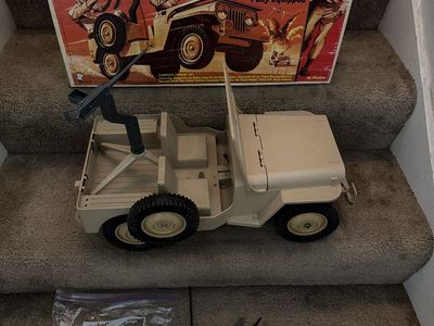 Rare 1967 G.I. Joe action figure desert patrol Jeep in original box 650.00 or G.I. Joe crash crew truck in original box is $1000