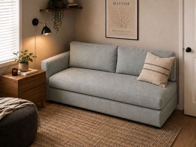 West Elm Harris Sleeper Sofa – Dusty Blue – Like New