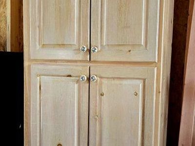 Tall pine wood cabinet
