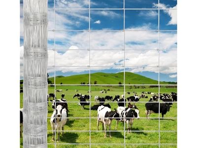 6Ft x 328Ft Galvanized Wire Fencing for Cattle Farm - Heavy Duty Livestock Fence for Large Animals Deer, Cattle,