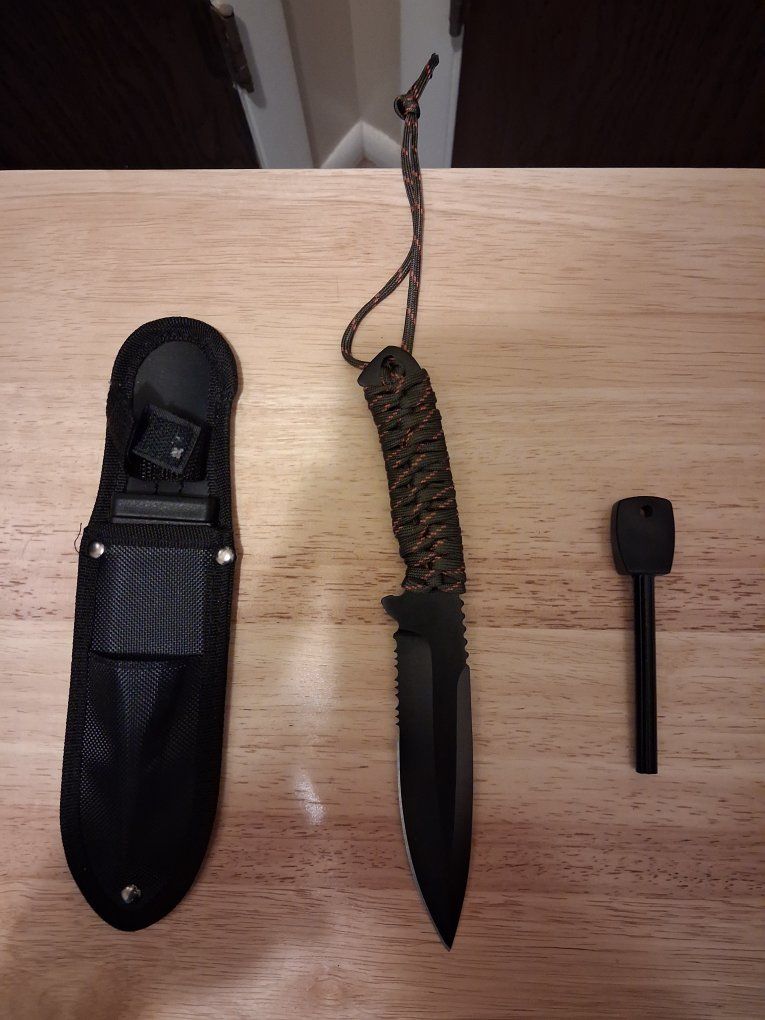 Ozark Trail Paracord Wrapped Fixed Blade Knife Set with Sheath and Fire Starter