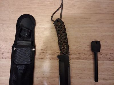 Ozark Trail Paracord Wrapped Fixed Blade Knife Set with Sheath and Fire Starter